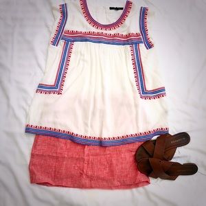 Max Studio Red Linen Mini Skirt With Pockets